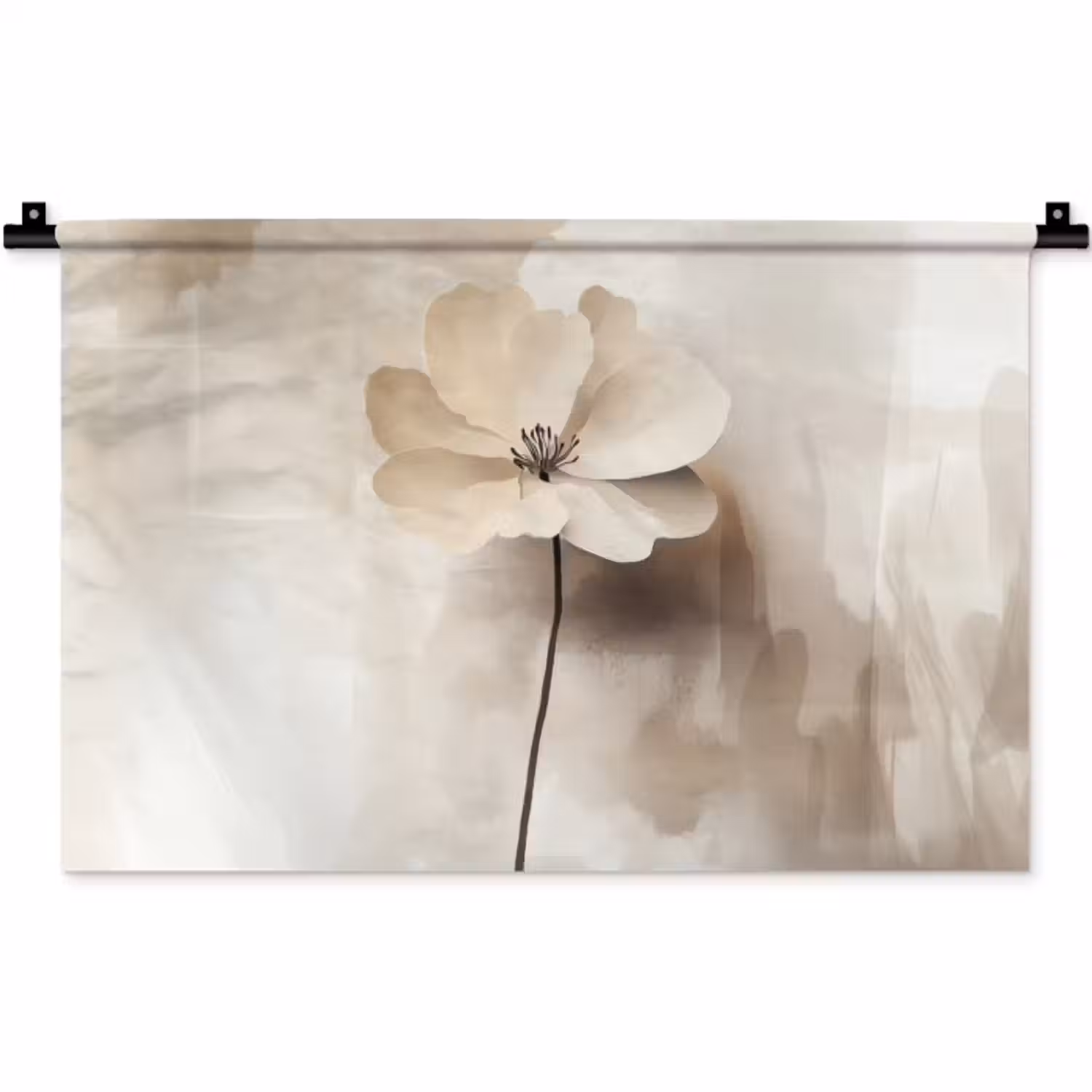 Wandkleed - Bloem - Beige - Verf - Schaduw