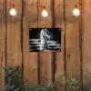 Paard - Hout - Schaalbord - Zwart tuinposter los doek klein -sfeer1