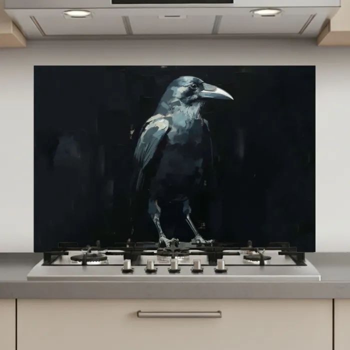 Raaf - Vogels - Zwart keuken achterwand spatscherm klein -3d_website