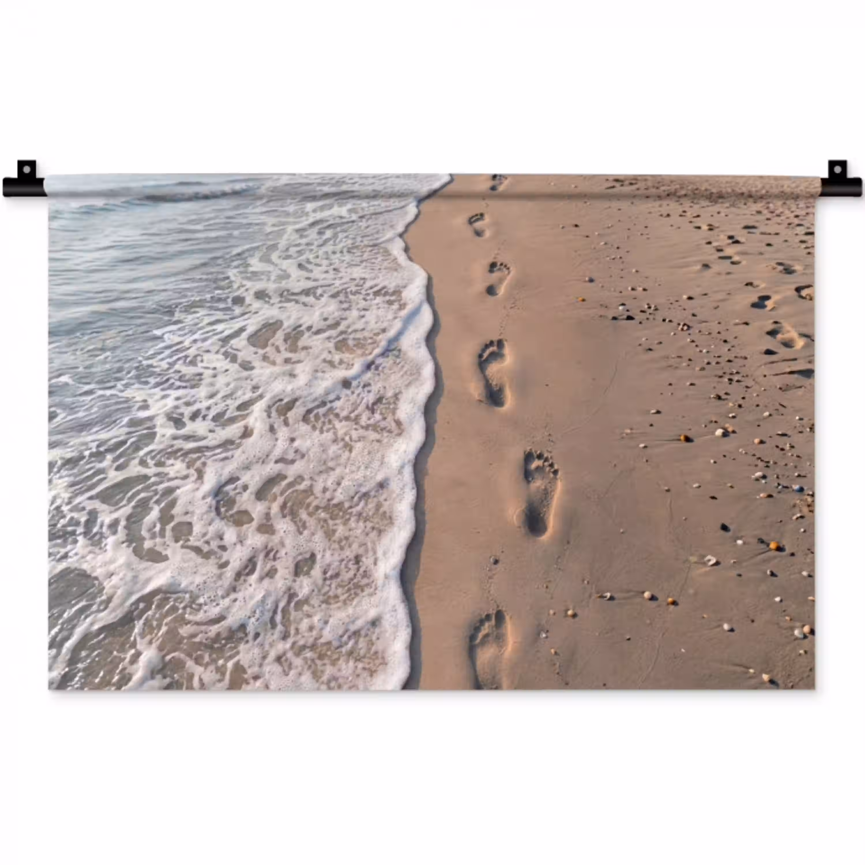 Voetstappen - Vloedlijn - Zee Wandkleed katoen klein -zz3d