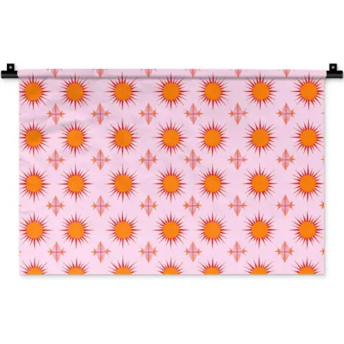 Zon - Patroon - Roze Wandkleed katoen klein 269 -zz3d