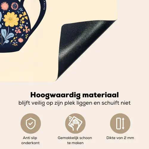 Theepot - Kleurrijk - Bloemen Inductie beschemer met haakjes klein -ky-onderkant-nl