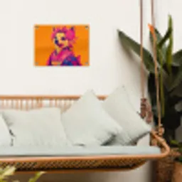 Kimono - Hondje - Bloemenkroon - Oranje tuinposter los doek klein -sfeer7