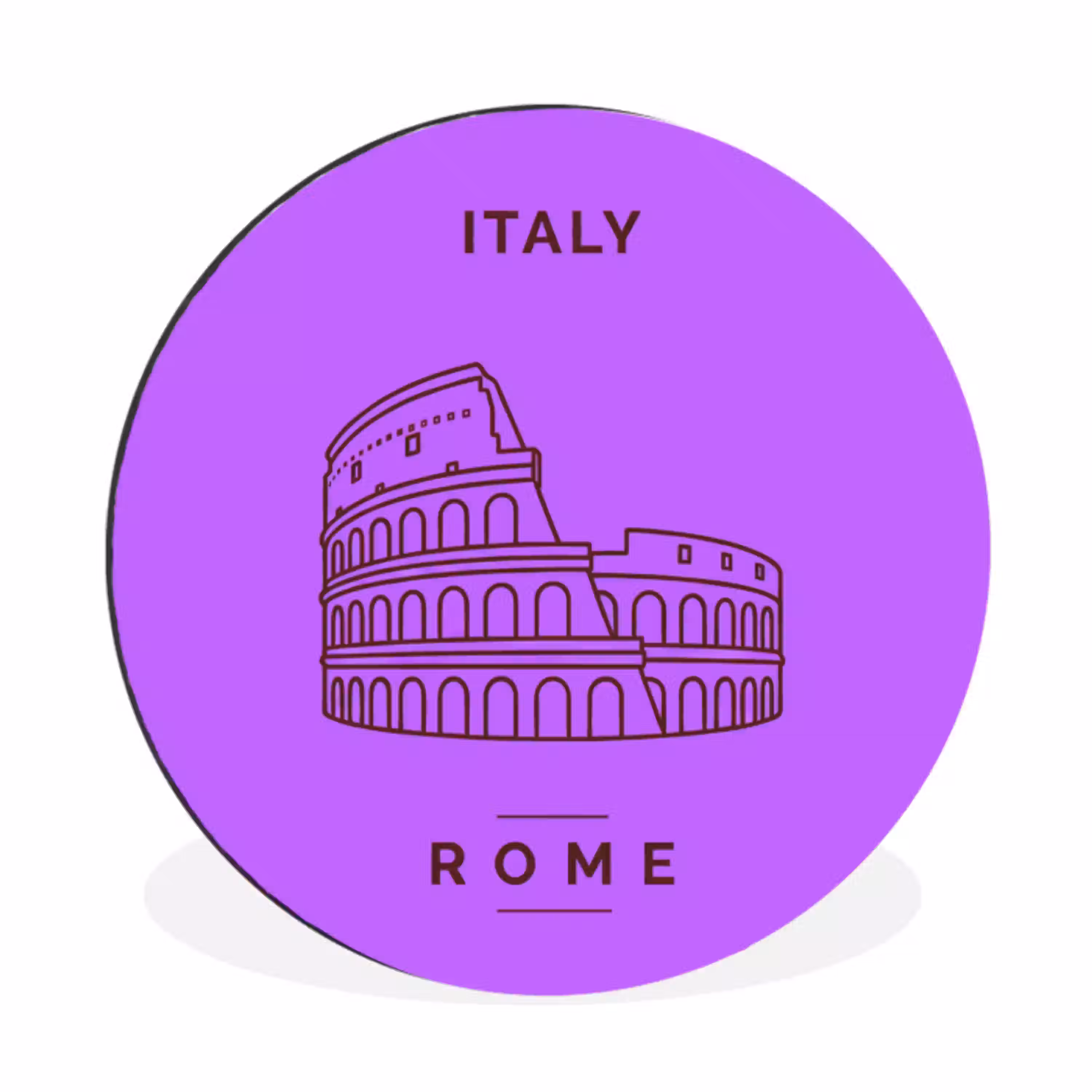 Architectuur - Colosseum - Rome - Minimalistisch - Paars Wandcirkel aluminium klein -3d