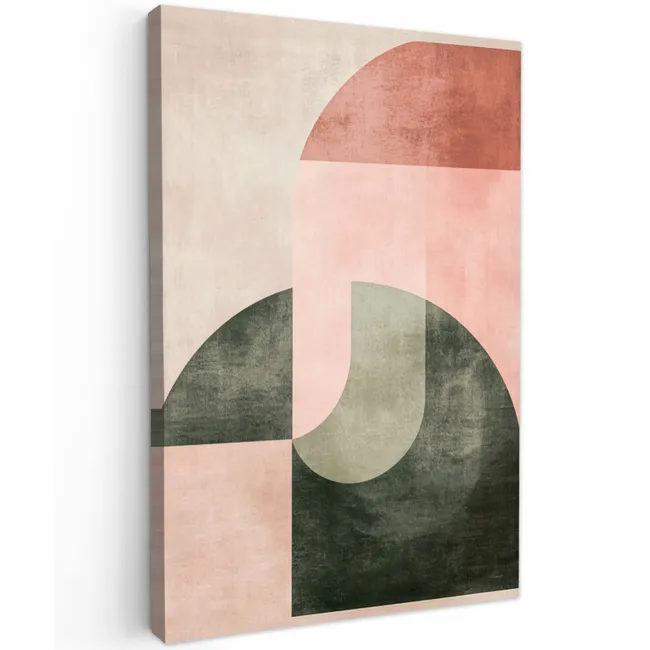 Cirkel - Abstract - Roze Tuinposter op houten frame 2 cm dik klein -3d