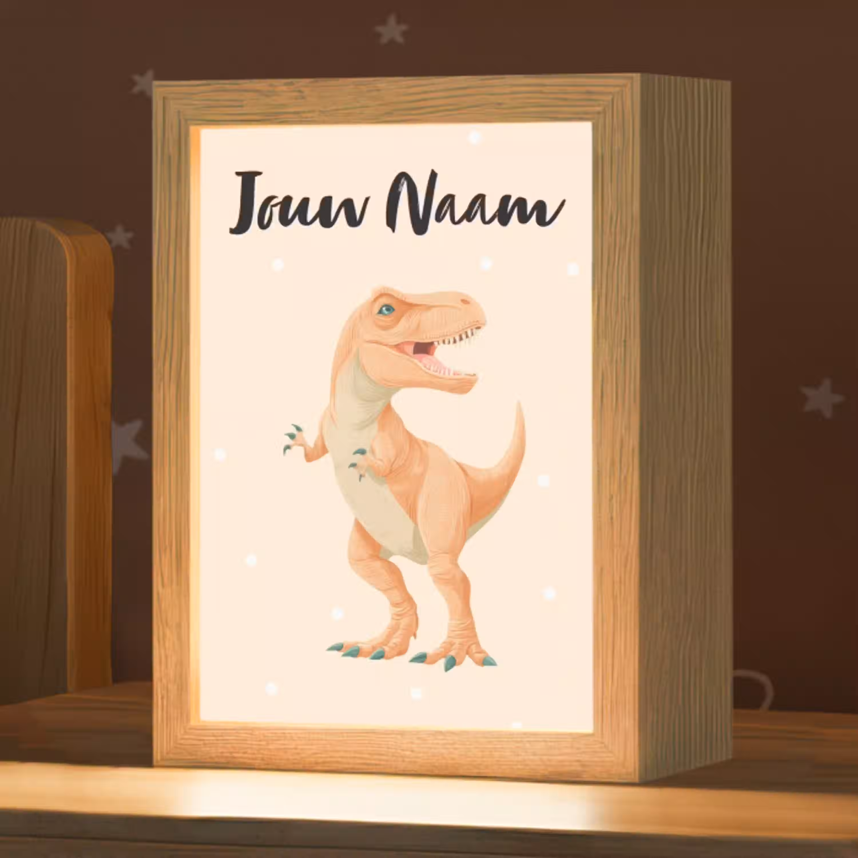 Oranje - Dino - T-Rex  - Stippen Light Box met kabel (Kinderlampje) klein -zzz_3d_website