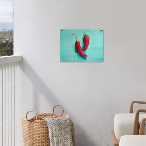 Chilipepers - Geverfd - Rood tuinposter los doek klein -sfeer8