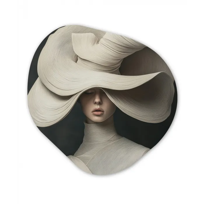 Modern - Vrouw - Hoed Wandcirkel Organisch Plexiglas middel -3d
