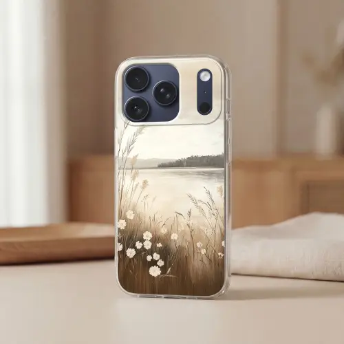 Meer - Water - Natuur - Beige Telefoonhoesje iPhone 17 Pro klein -sfeer2