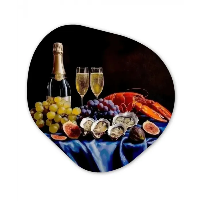 Champagne - Luxe - Oesters Wandcirkel Organisch Aluminium middel -3d