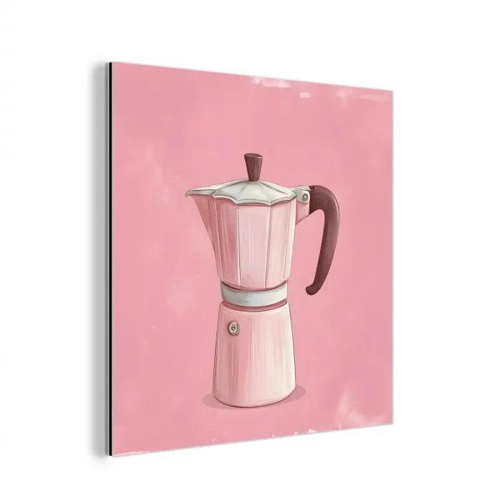 Roze - Mokkapot - Illustratie - Koffie aluminium wit klein -3d