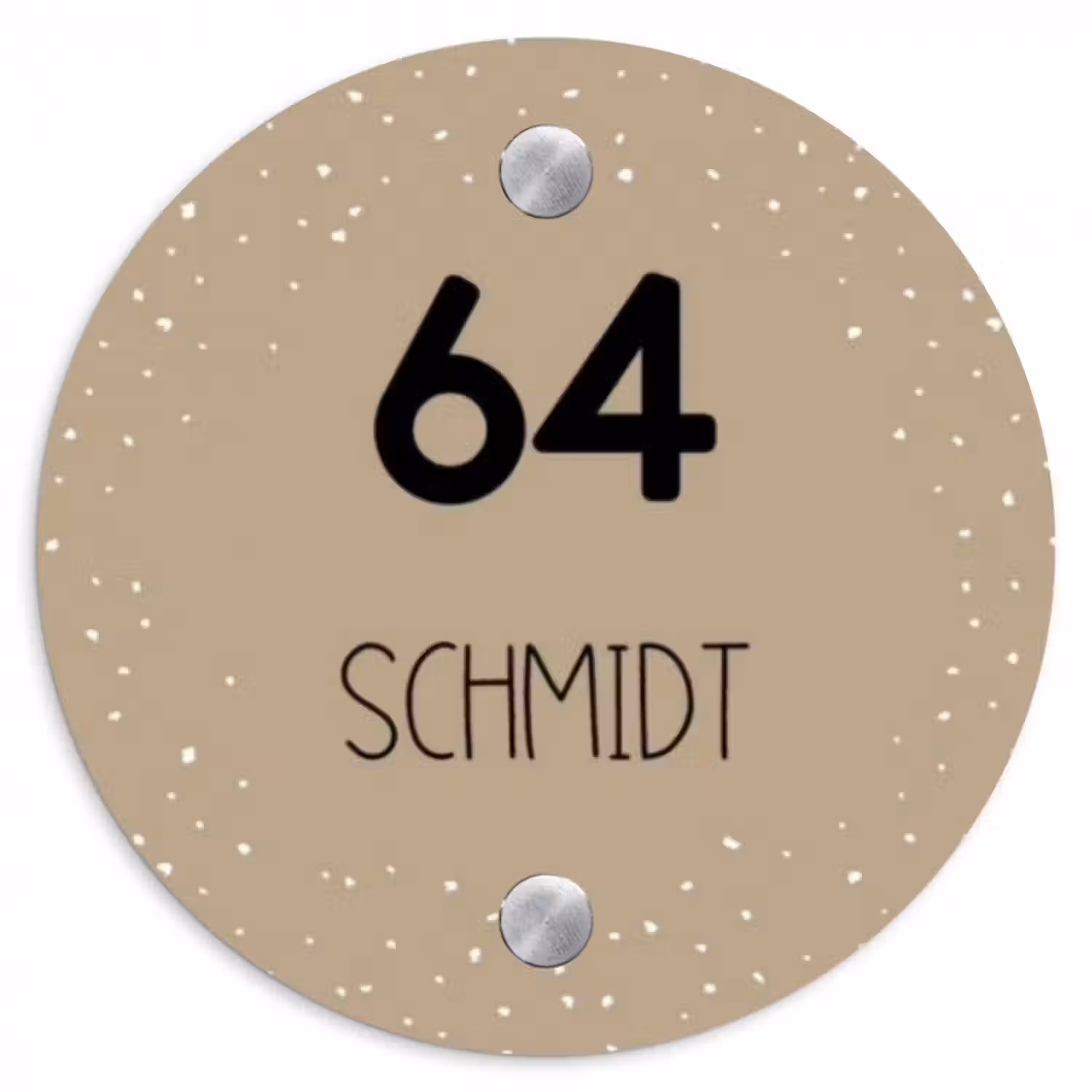 Namensschild Haustür Rund – Beige mit Polka Dots - Modern