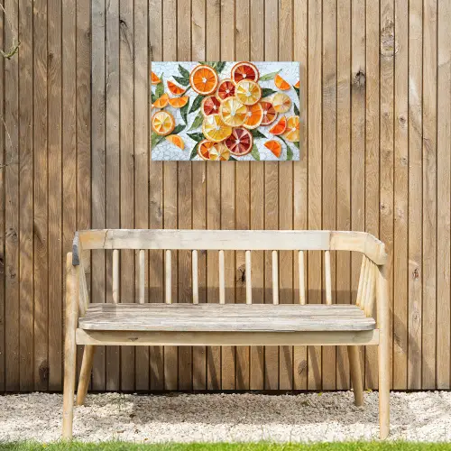 Schijfjes - Fruit - Oranje - Mozaïek Tuinposter op houten frame 2 cm dik klein -sfeer4