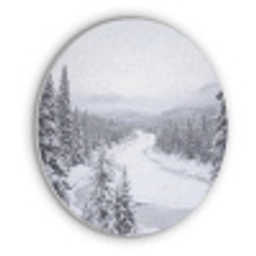 Rivier - Bevroren - Landschap - Winter Akoestische PET Vilt - Rond klein -3d