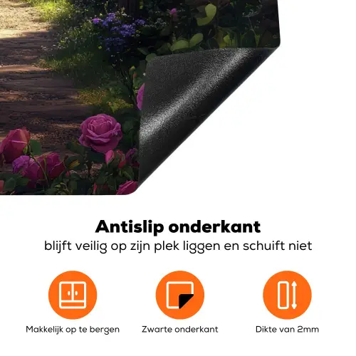 Doorkijk - Rozenboog - Uitzicht - Landschap - Bloemen Inductie beschermer vinyl 3mm middel -zzzzzzz-td-werking