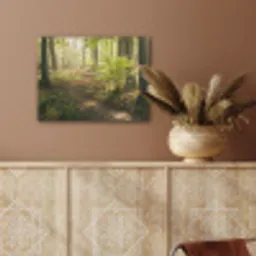 Bos - Bomen - Pad - Zon - Planten - Bladeren - Natuur PET vilt klein -sfeer4