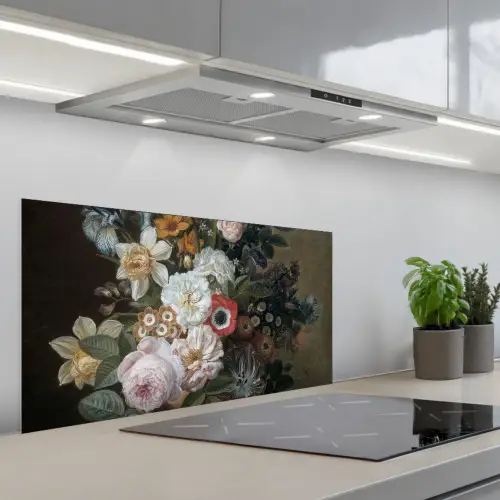 Stilleven met bloemen - Schilderij van Eelke Jelles Eelkema keuken achterwand spatscherm middel -3d_schuin