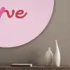 Tekst - Roze - Love - Hart Akoestische PET Vilt - Rond klein -sfeer5_closeup