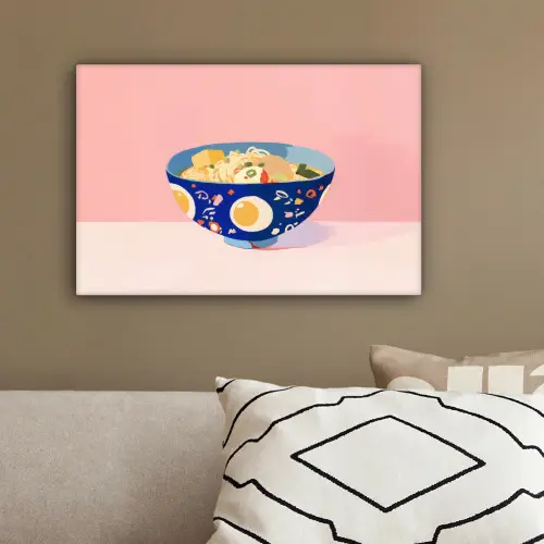 Noodles - Kom - Blauw - Illustratie canvas 2cm klein -sfeer3