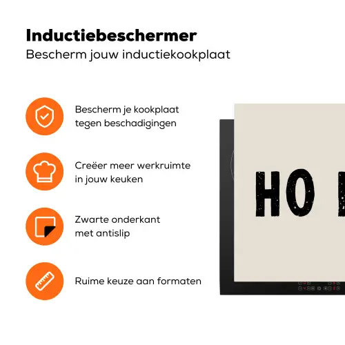 Kerstmis - Ho ho ho - Spreuken - Beige - Kerstman Inductie beschermer vinyl 3mm klein -zzzzzzz-td-ups