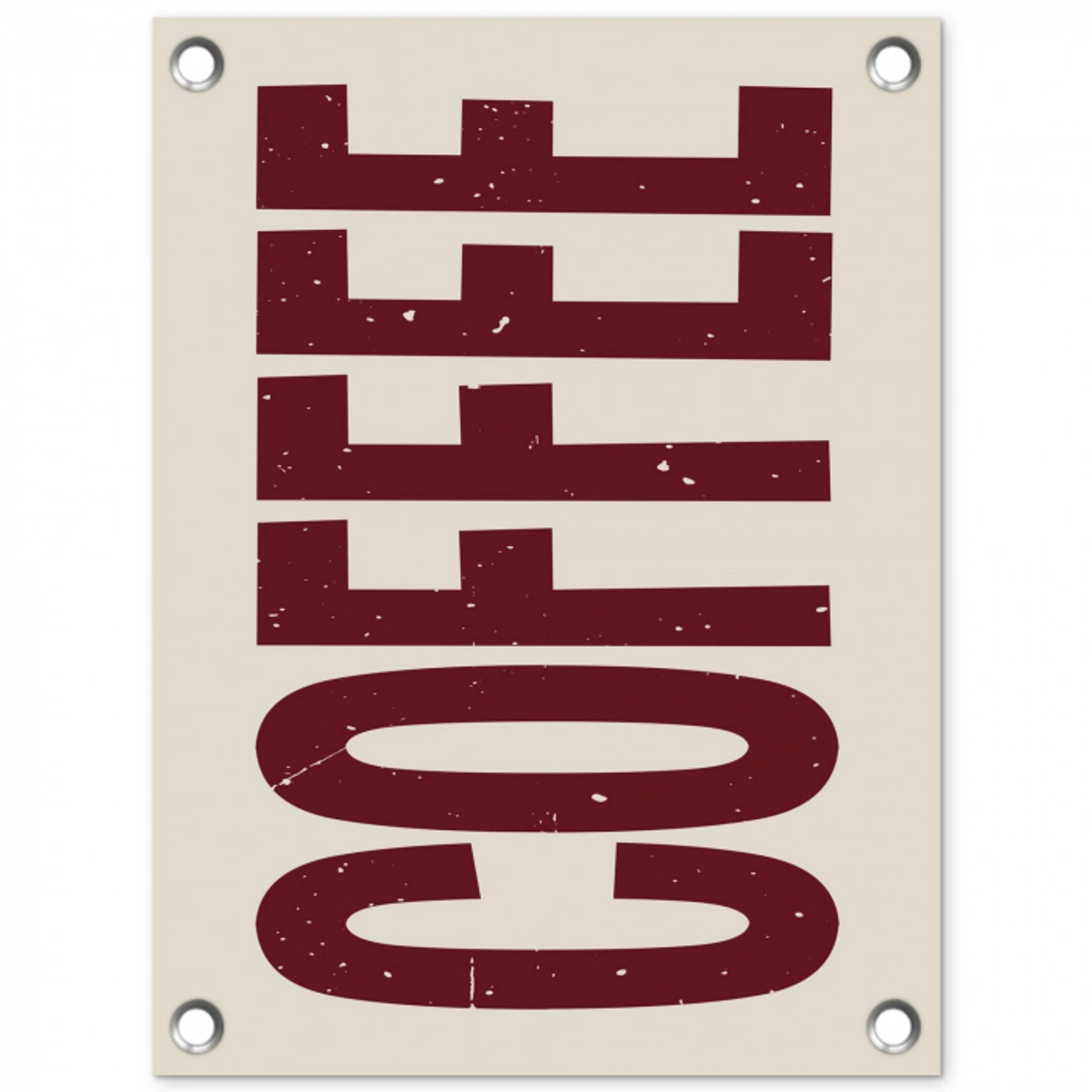 Koffie -Japandi - Rood - Vintage tuinposter los doek klein -3d