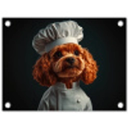 Bruin - Kok - Hondje tuinposter los doek klein -3d