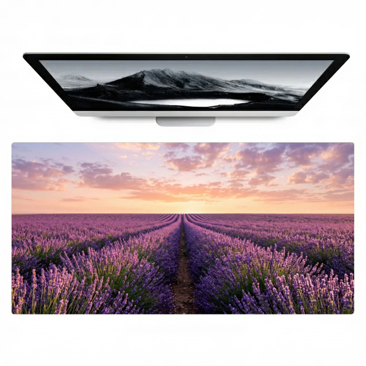 Landschap - Lavendelveld - Paars Muismat XXL klein -zzz3d