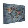 Wereldkaart - Denim - Textiel Tuinposter op houten frame 2 cm dik klein -3d