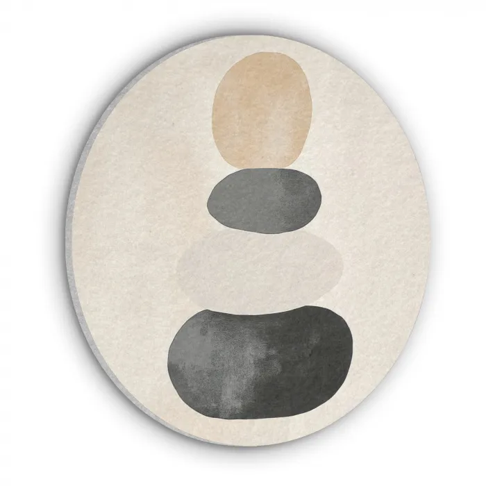 Japandi - Wabi sabi - Beige Akoestische PET Vilt - Rond klein -3d