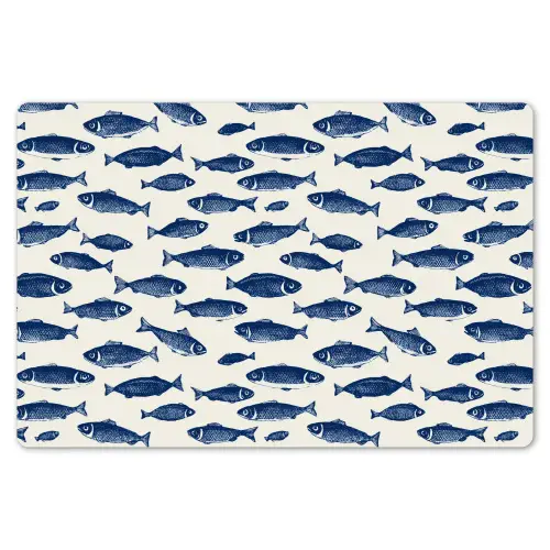 Vissen - Patroon - Blauw - Wit Placemat vinyl groot 368 -zzsfeer1_Kitchenyeah-website