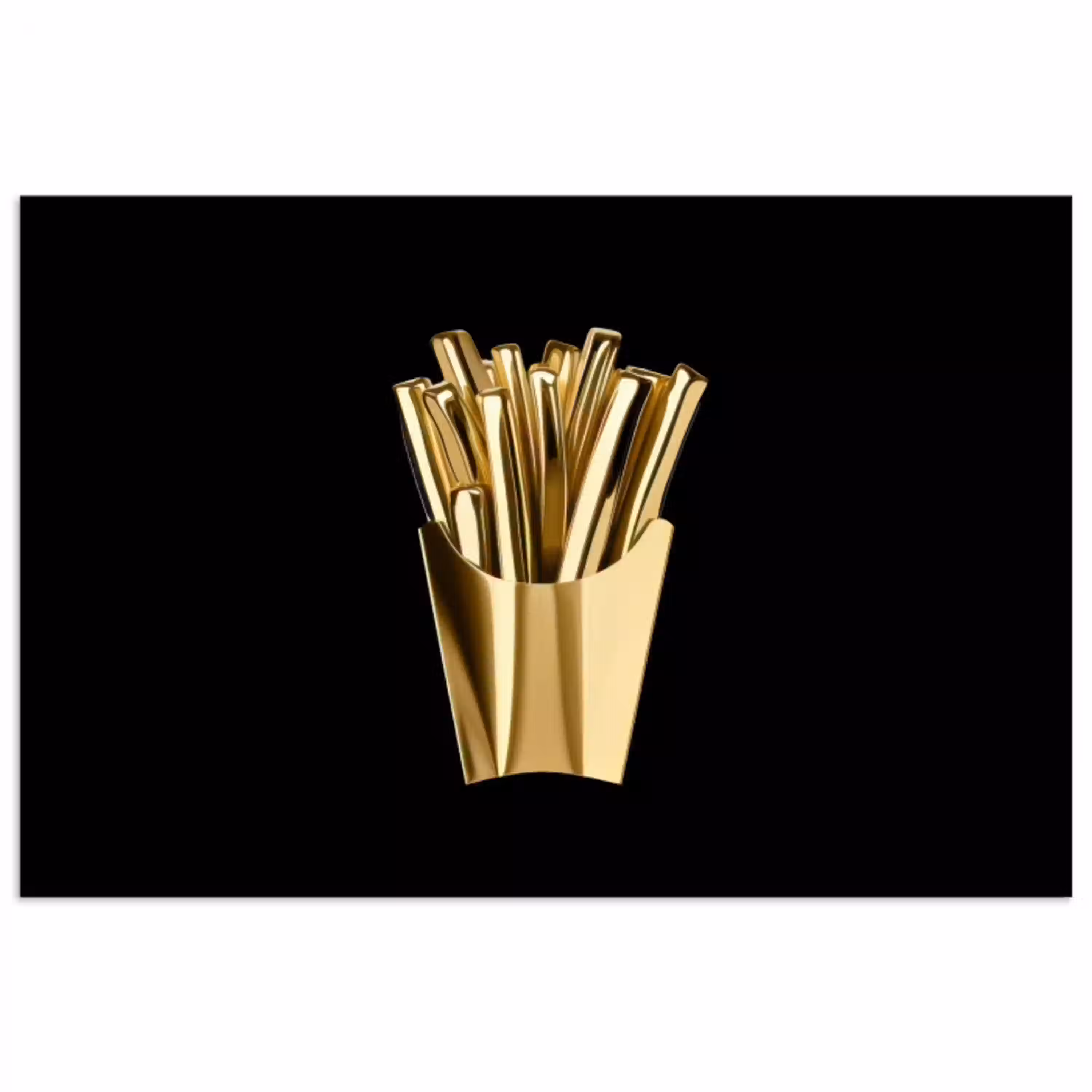 Friet - Goud - Chrome - Eten poster papier klein -3d
