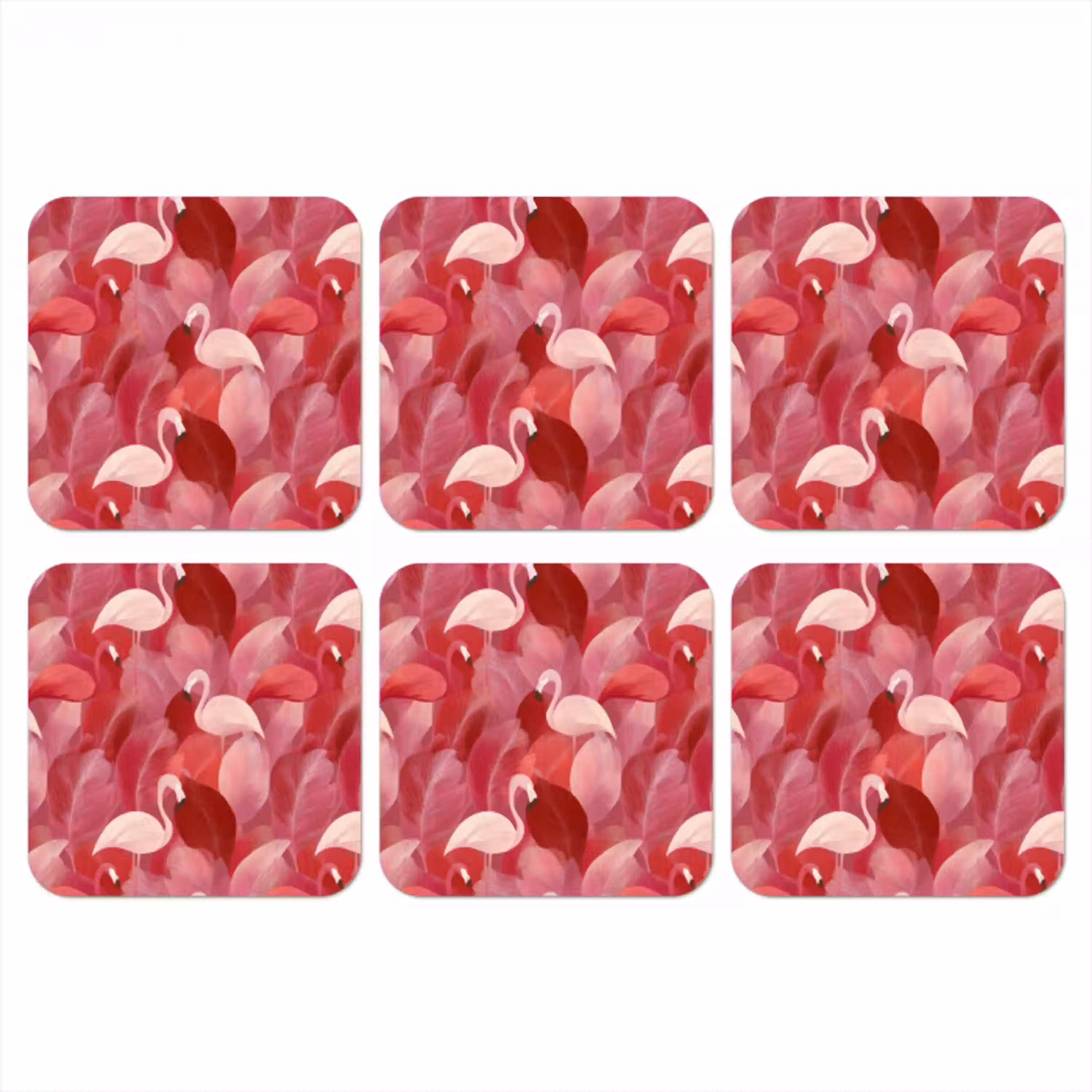 Flamingo - Botanisch - Elegant - Roze - Rood onderzetter kurk middel 366 -3d