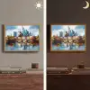 Bomen Frankfurt- Stad - Skyline - Brug Light Box met batterij (Wandlamp) middel -sfeer3