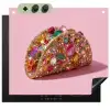 Taco - Kleurrijk - Edelstenen - Goud Inductie beschemer met haakjes middel -3d