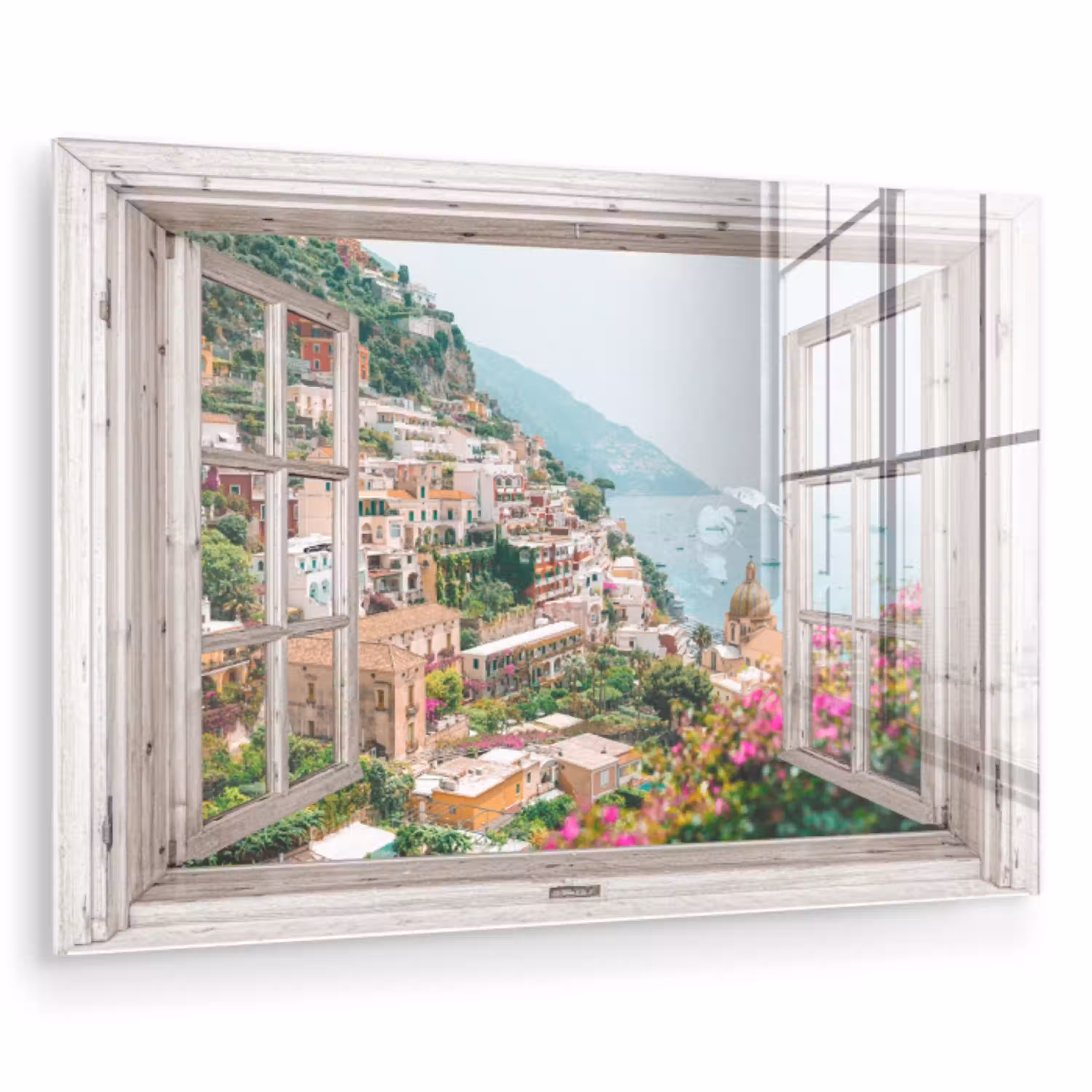 Doorkijk - Italië - Bloemen - Zee - Kust - Stad - Bergen plexiglas 5mm klein -zzzproduct_nieuw