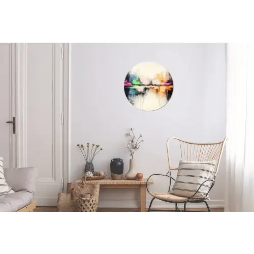 Abstract - Kleurexplosie - Landschap Wandcirkel aluminium klein -woonkamer