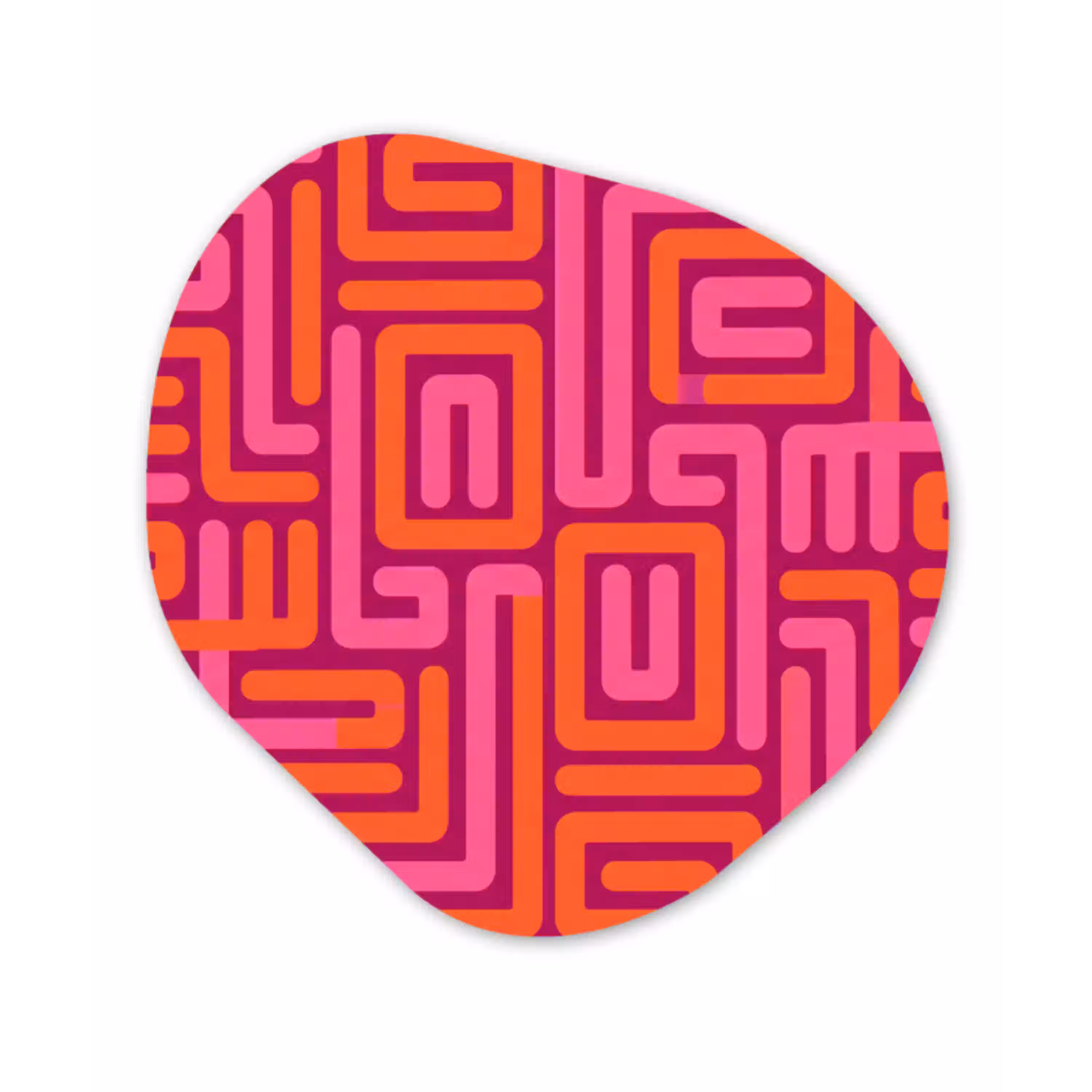 Abstract - Patroon - Lijnen - Roze - Oranje Wandcirkel Organisch Aluminium middel -3d