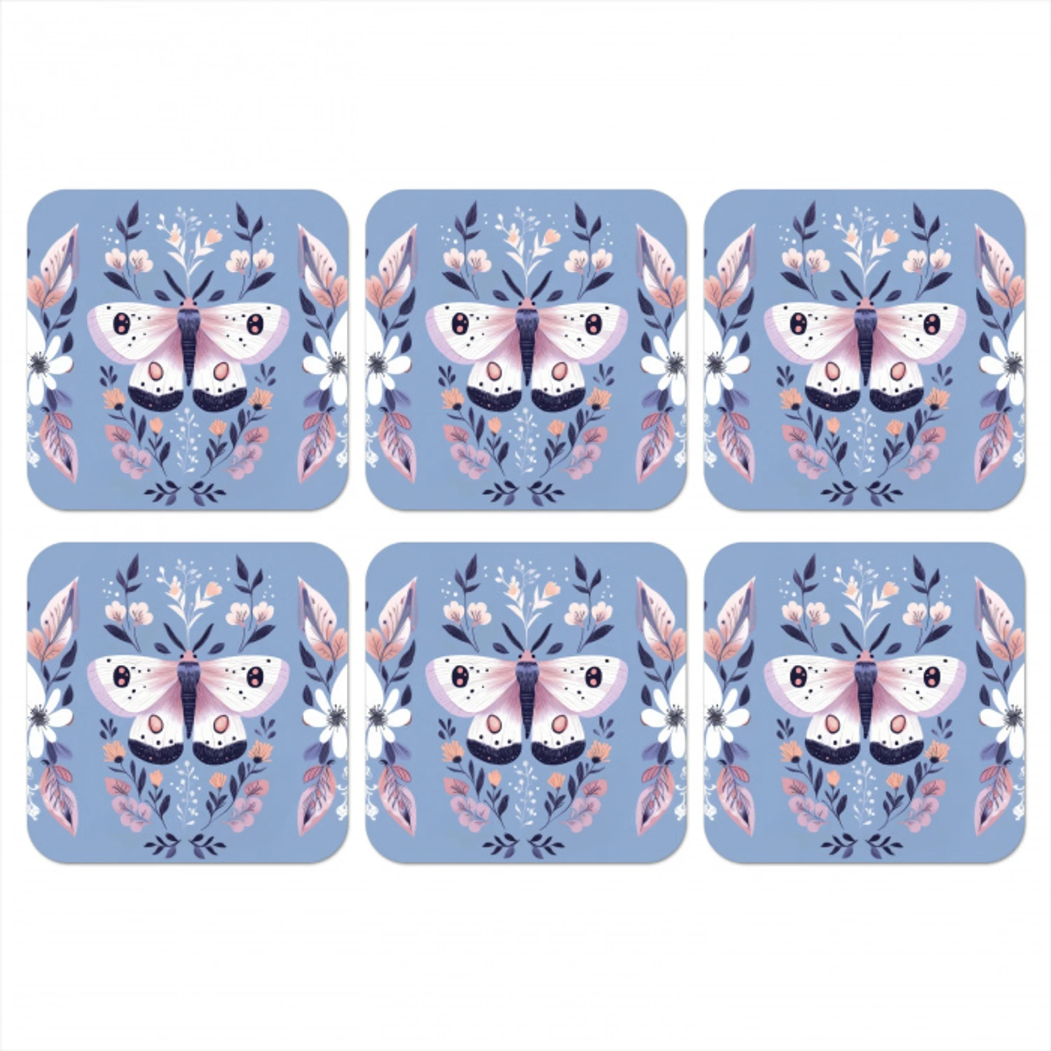 Vlinder - Vleugels - Stippen - Bloemen onderzetter kurk middel -3d