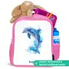 Springende blauwe dolfijn Kinderrugzak - Roze middel -inhoud_NL