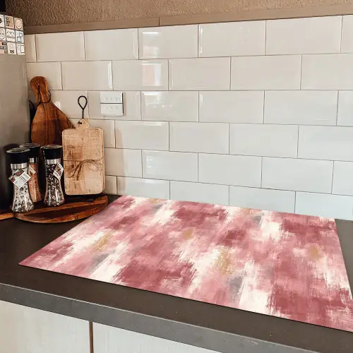 Penseelstrepen - Verweerd - Roze Inductie beschermer vinyl 3mm klein 276 -sfeer3