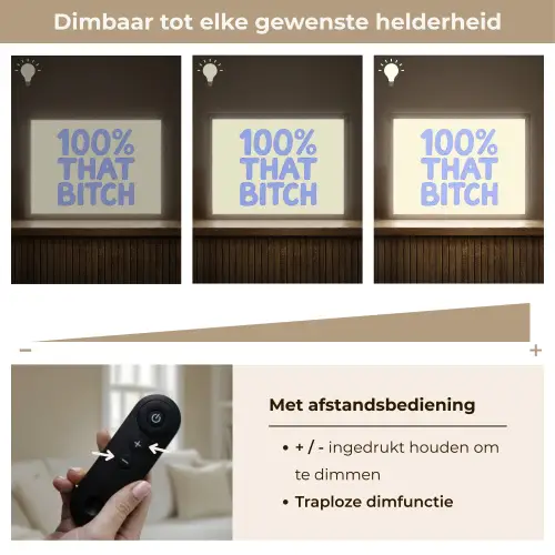 100% that bitch - Blauw - Wit Light Box met batterij (Wandlamp) middel -USP_dimbaarNL