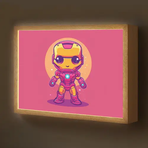 Superheld - Jongens - Rood - Paars Light Box met batterij (Wandlamp kind) middel -z3d_website