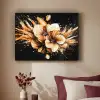 Bloemen - Goud - Graffiti - Zwart - Abstract Textielframe zwart klein -sfeer1
