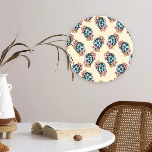 Retro - Disco - Bloemen - Discobal Wandcirkel kunststof plaat 5mm dik klein 188 -sfeer4