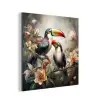 Toekan - Vogels - Bloemen - Jungle aluminium wit klein -3d