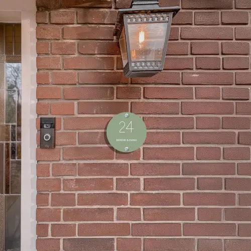 Effen olijfgroen - Sierlijk Naambord Rond klein -sfeer7-rond-XS