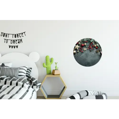 Kerstomlijsting - Hulst - Kleurrijk Wandcirkel aluminium klein -kinderkamer