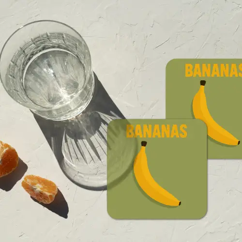 Banaan - Minimalistisch - Geel onderzetter kurk middel -sfeer4