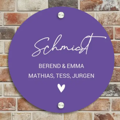 Donkerpaars - Sierlijk Naambord Rond klein -sfeer2