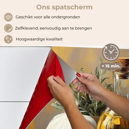 Stilleven - Olijfolie - Knoflook - Kruiden keuken achterwand spatscherm klein -spatscherm_NL